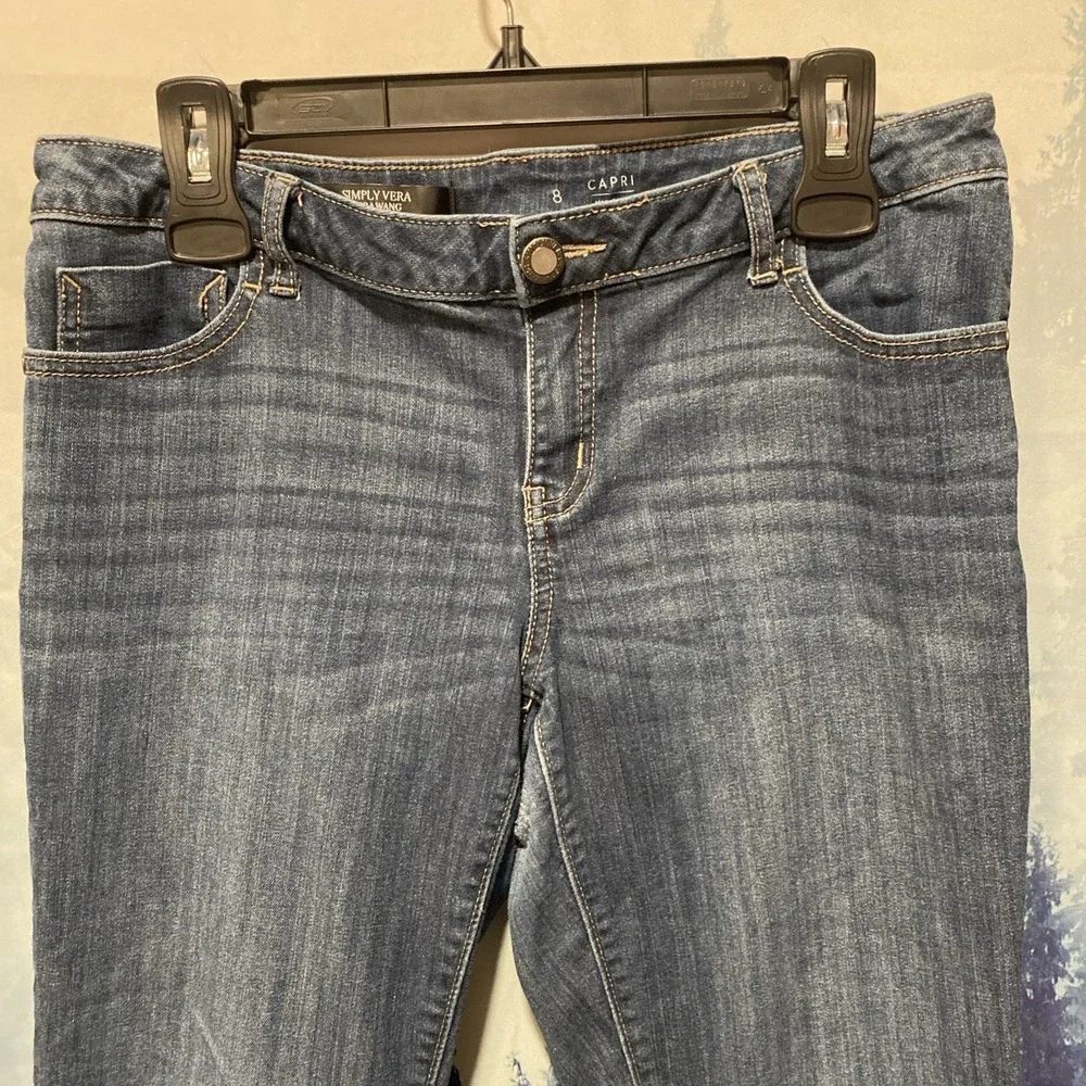 Simply Vera Vera Wang Capri Jeans Womens 8 Blue Dark Wash Mid Rise